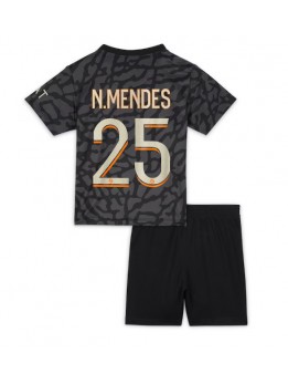 Otroški Nogometna dresi replika Paris Saint-Germain Nuno Mendes #25 Tretji 2023-24 Kratek rokav (+ hlače)
